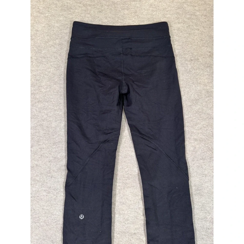 Lululemon‎ Leggings Womens 6 Black Mid Rise Ankle Ruffle Yoga Athletic Gym Pants